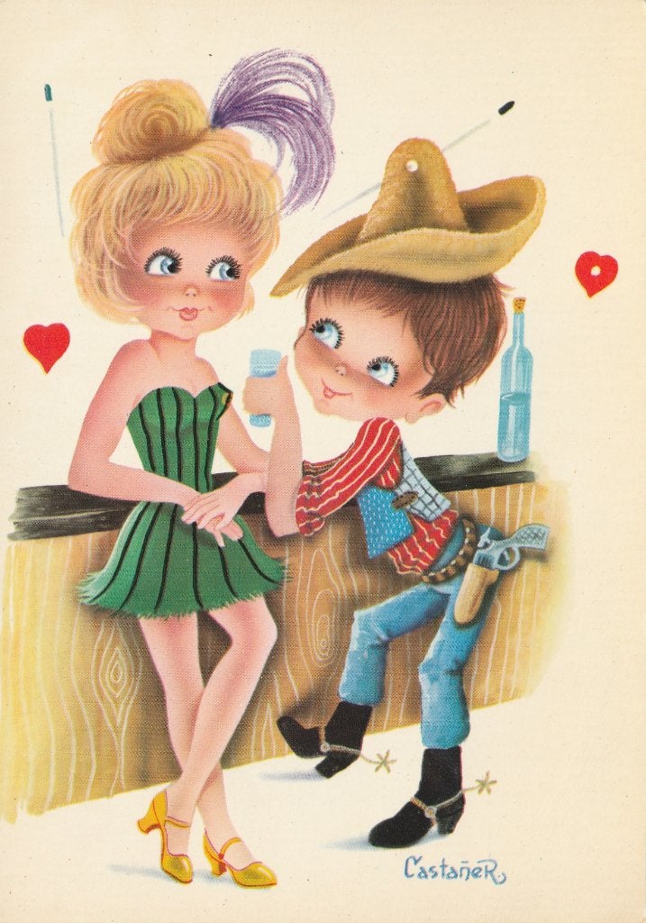FANTASIE -  Cowboy jongetje versiert meisje, Collections, Enlèvement ou Envoi, Non affranchie, Autres thèmes