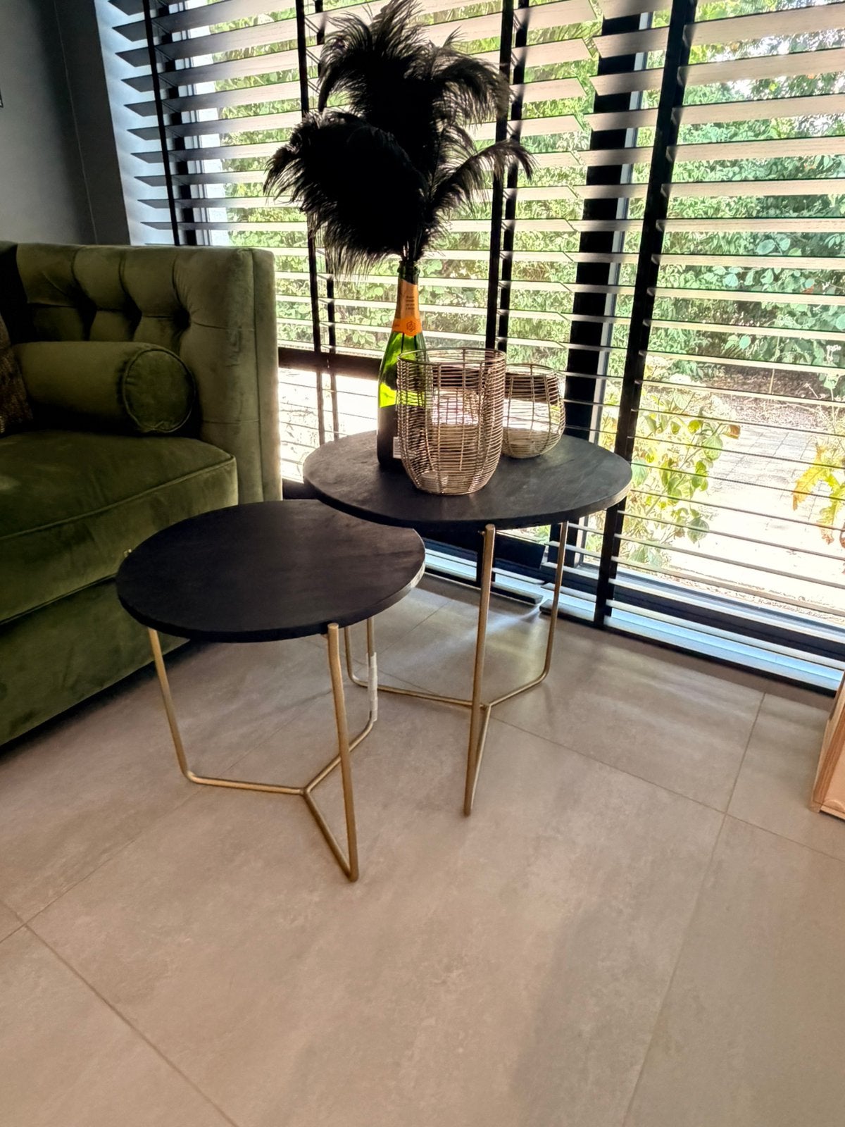 Bijzet tafels Lifestyle zwart met goud, Maison & Meubles, Enlèvement, Bois