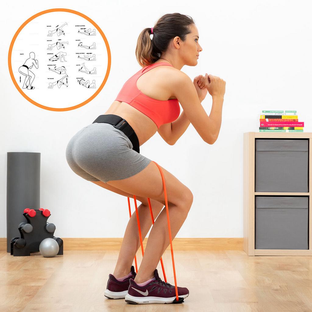 Band met Weerstandsbanden voor Bilspieren + Oefengids, Sport en Fitness, Fitnessmaterialen, Verzenden, Nieuw, Benen, Weerstandband