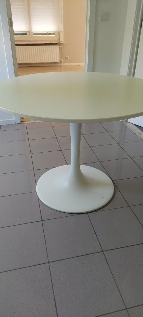 Ronde witte tafel 4 pers. (vintage), Huis en Inrichting, Ophalen, Gebruikt, Rond