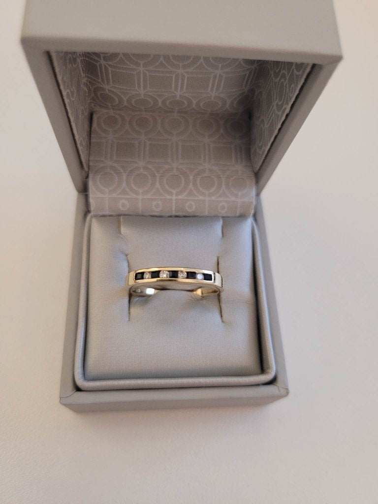 Bague or 14 carats saphir et diamants, Bijoux, Sacs & Beauté, Bagues, Enlèvement ou Envoi, Or, Comme neuf, Or