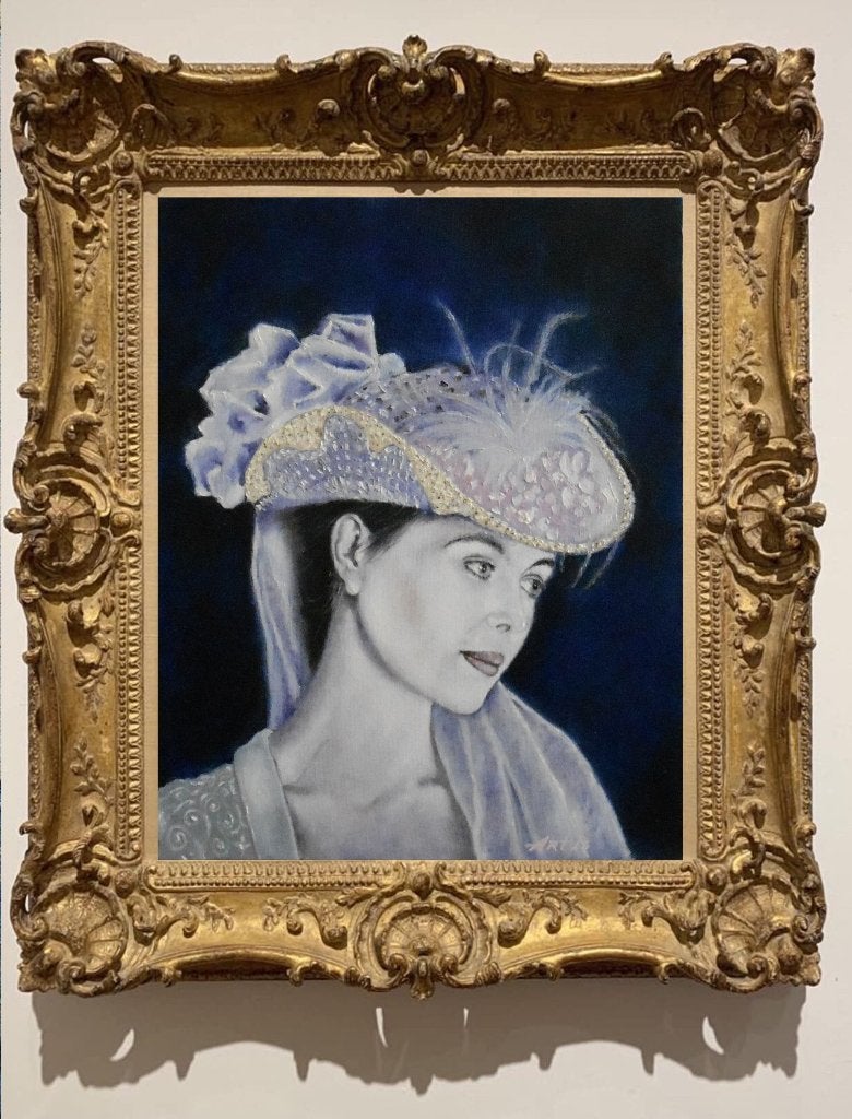 "Portret van een edelvrouw" Schilderij, Portret of Personen, Realistisch, Olieverf, Gesigneerd