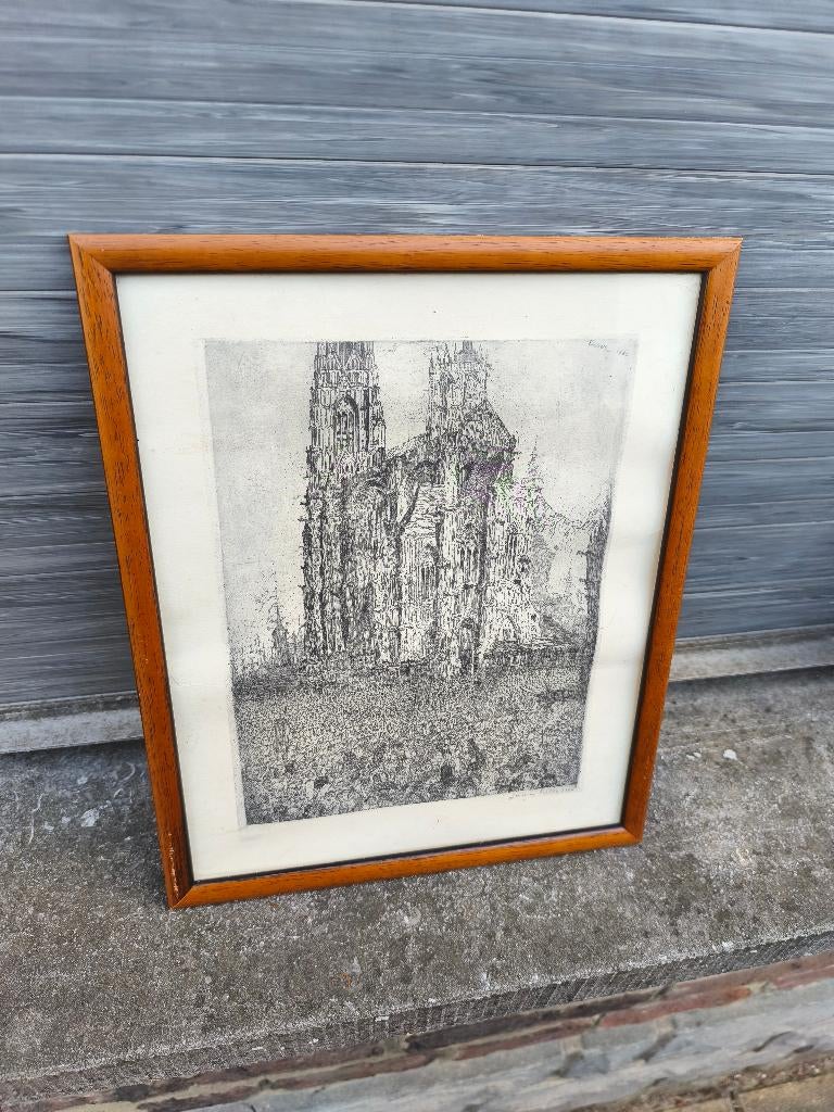 Lithographie signe james ensor, Antiek en Kunst, Ophalen of Verzenden