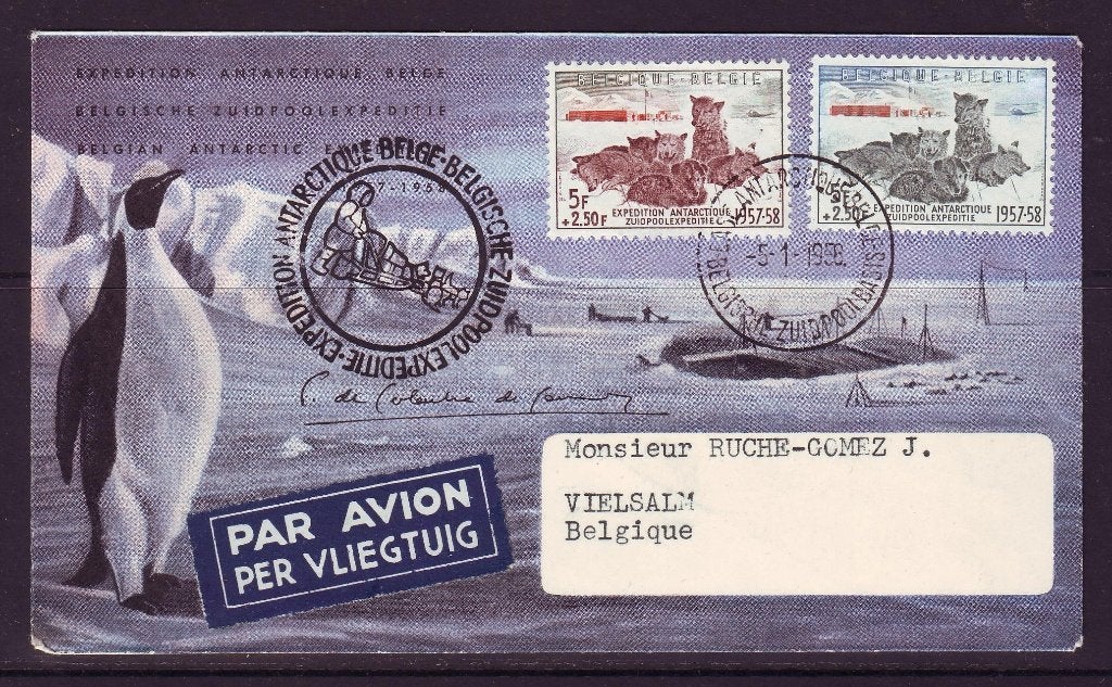 Postzegels België: Brieven Zuidpoolexpedities en poststukken, Postzegels en Munten, Ophalen of Verzenden, Gestempeld, Overig, Gestempeld