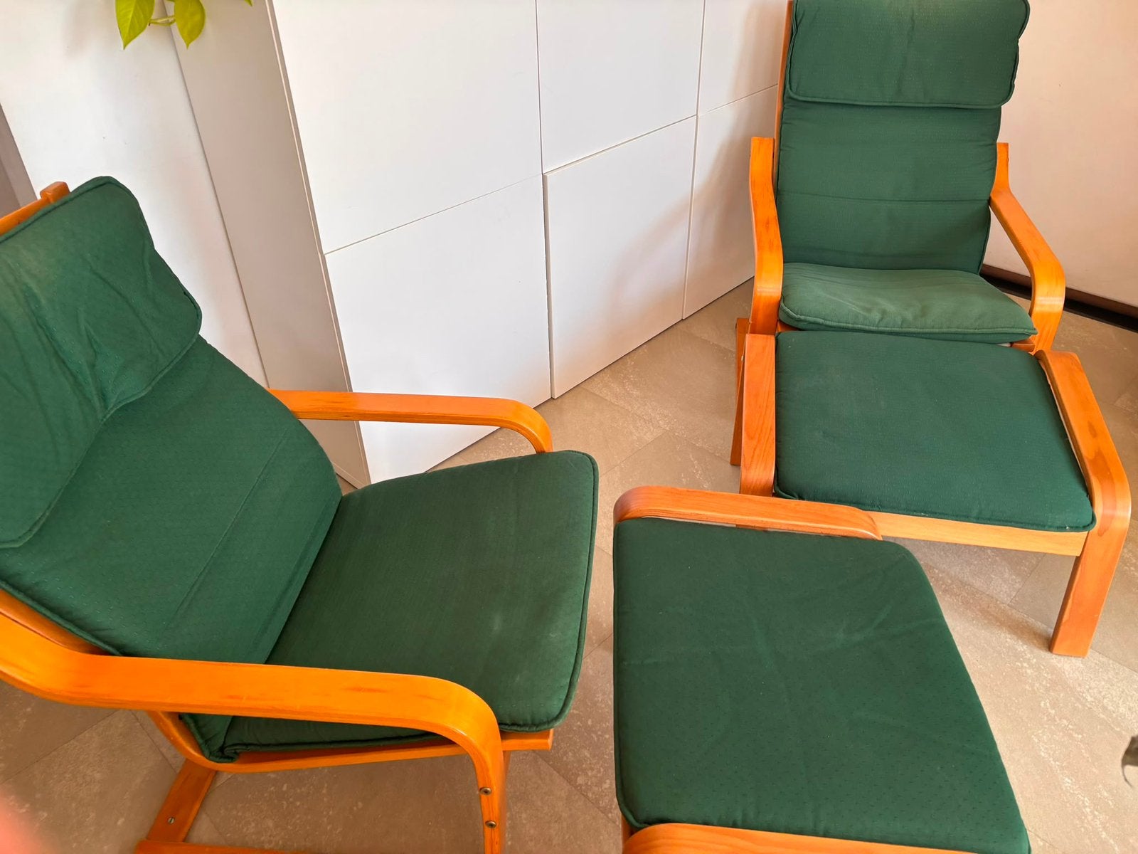 Ikea poang stoelen - zetels met voetbaken en extra kussens, Moins de 150 cm, Enlèvement, Ikea poang, modern, Tissus