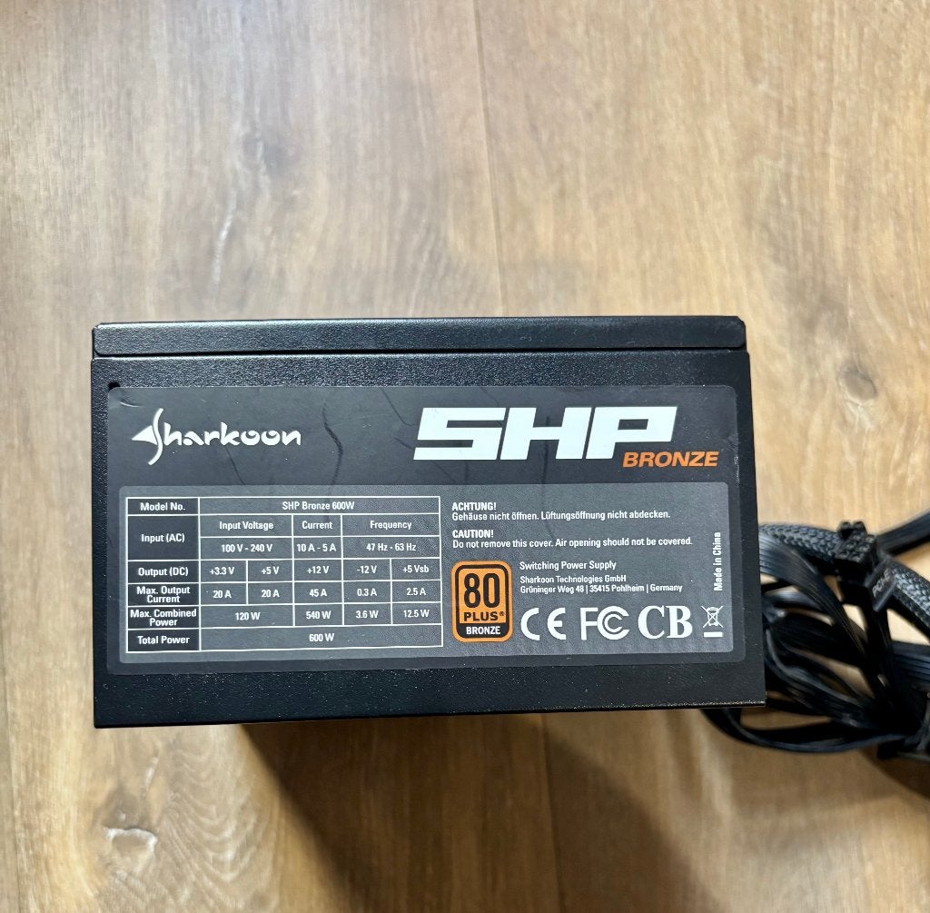 Alimentation PC Sharkoon SHP Bronze 600W, Enlèvement