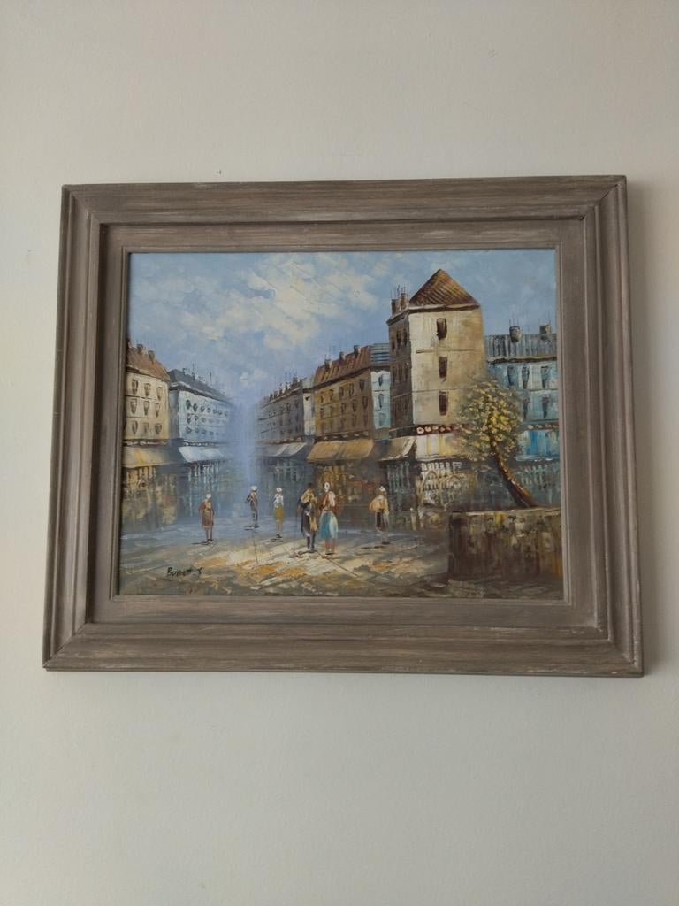 Huile sur toile de l'artiste Caroline Burnett (XXe), Enlèvement ou Envoi