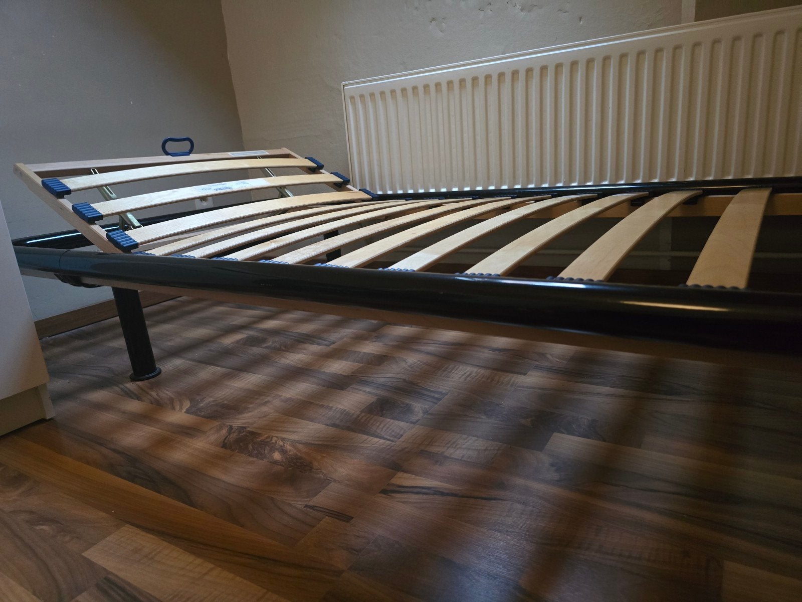 Eenpersoonsbed met lattenbodem, Ophalen, Eenpersoons, Zwart, Metaal