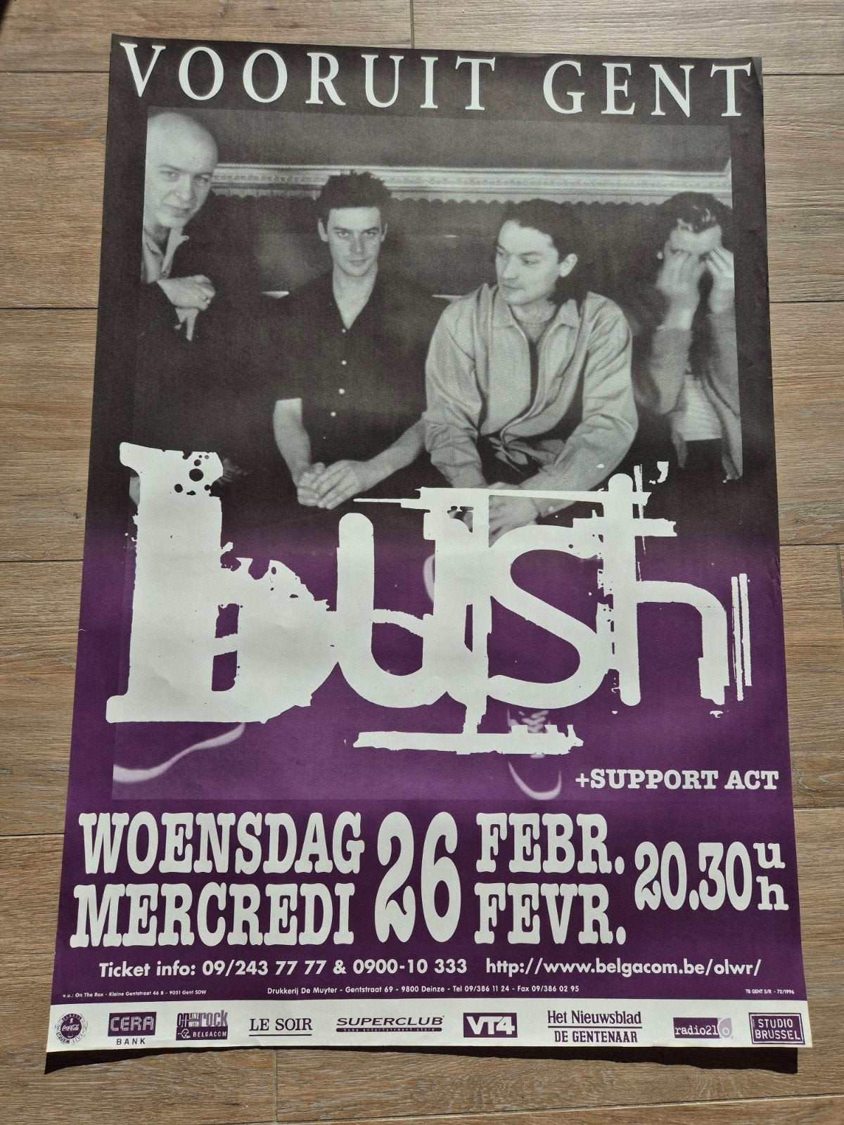 Concertposter Bush Vooruit Gent, Verzamelen, Ophalen of Verzenden, Zo goed als nieuw, Muziek