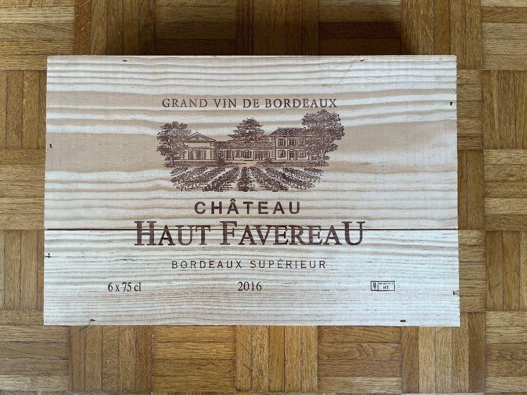 6 flessen Bordeaux superieur - Chateau Haut Favereau 2016, Collections, Neuf, Enlèvement ou Envoi, Pleine, Vin rouge