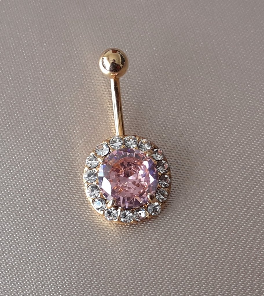 Piercing navelpiercing goud met roze strass Bodymod, Handtassen en Accessoires, Navelpiercing, Staal, Nieuw, Ophalen of Verzenden