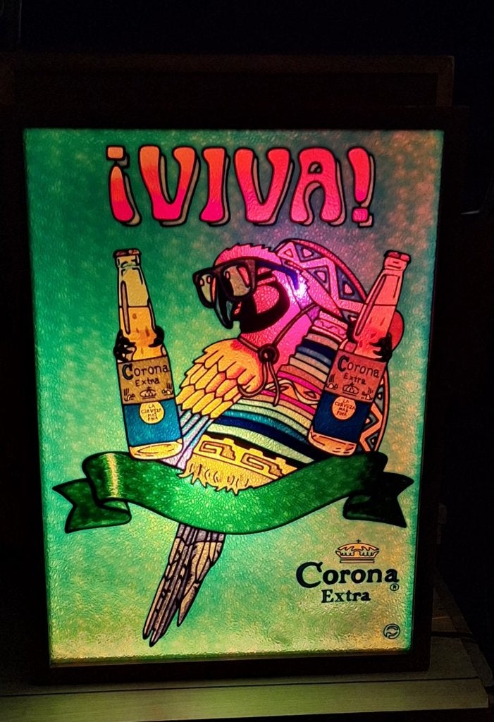 Originele vintage Corona lichtbak, lichtreclame🍺, Verzamelen, Ophalen, Gebruikt, Lichtbak of (neon) lamp