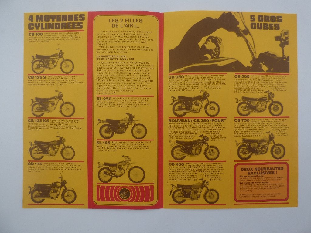 DÉPLIANT HONDA MOTORCYCLES RANGE 1973, Enlèvement ou Envoi, Honda