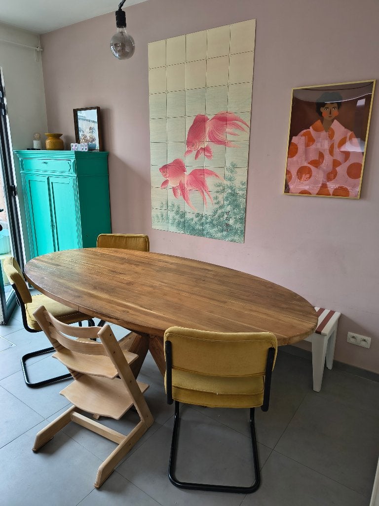 ovalen houten eettafel, 100 à 150 cm, Enlèvement, Utilisé, Ovale
