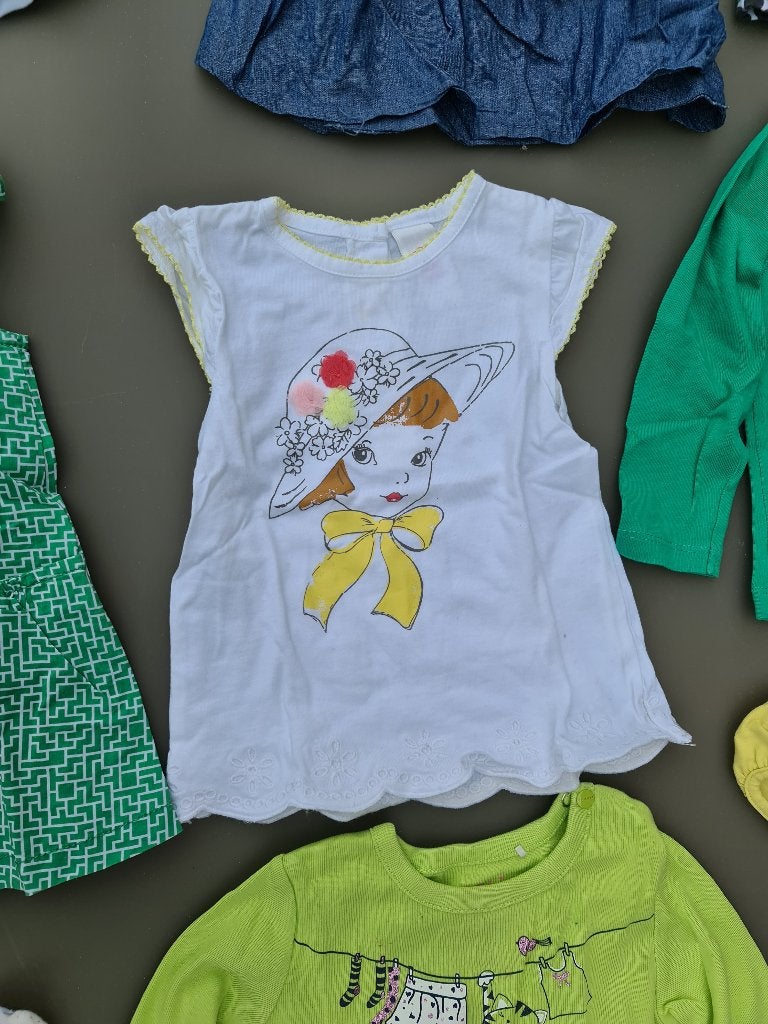 wit t-shirt met meisje 74, Enfants & Bébés, Vêtements de bébé | Taille 74, Enlèvement, Comme neuf, Fille