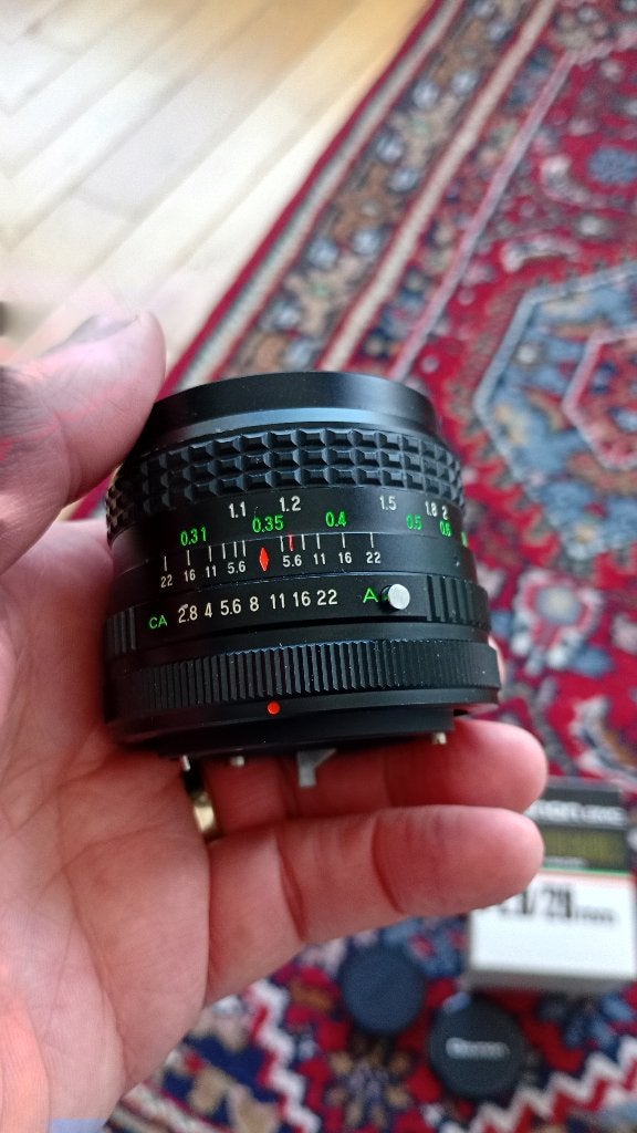 Ozunon 28mm voor Canon FD adapter Sony E, Ophalen of Verzenden, Zo goed als nieuw, Groothoeklens