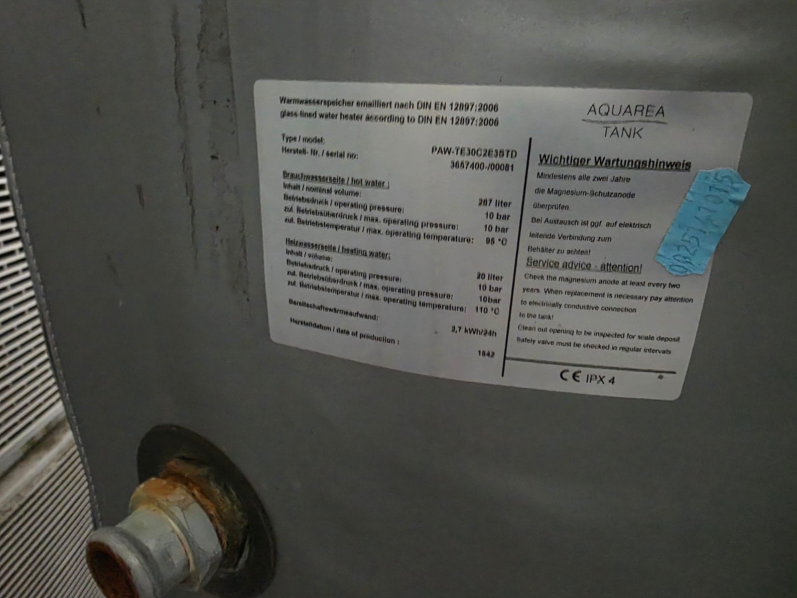 Buffervat zonneboiler, Doe-het-zelf en Bouw, 100 liter of meer, Ophalen, Gebruikt, 6 t/m 10 jaar oud