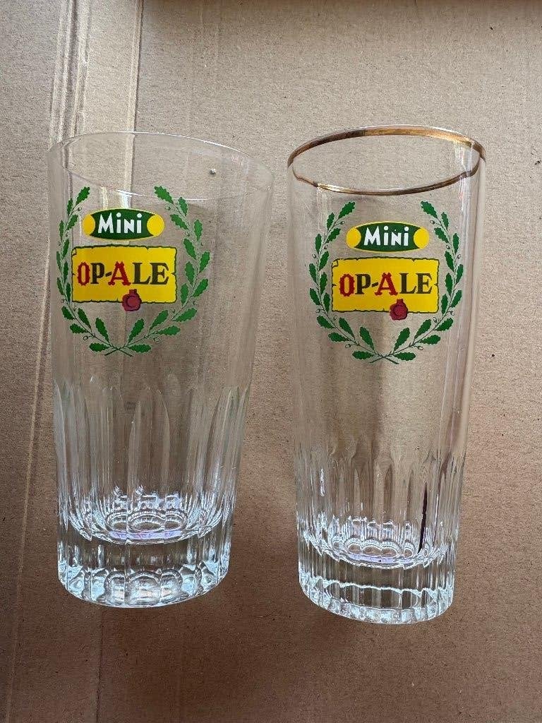 Mini Op-Ale (2 glazen), Verzamelen, Biermerken, Gebruikt, Glas of Glazen, Overige merken, Ophalen of Verzenden