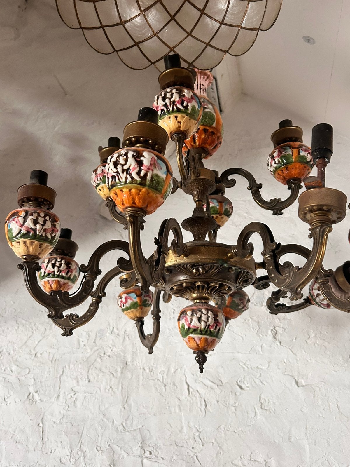 Magnifique lustre ancien –, Maison & Meubles, Enlèvement, Comme neuf, Céramique