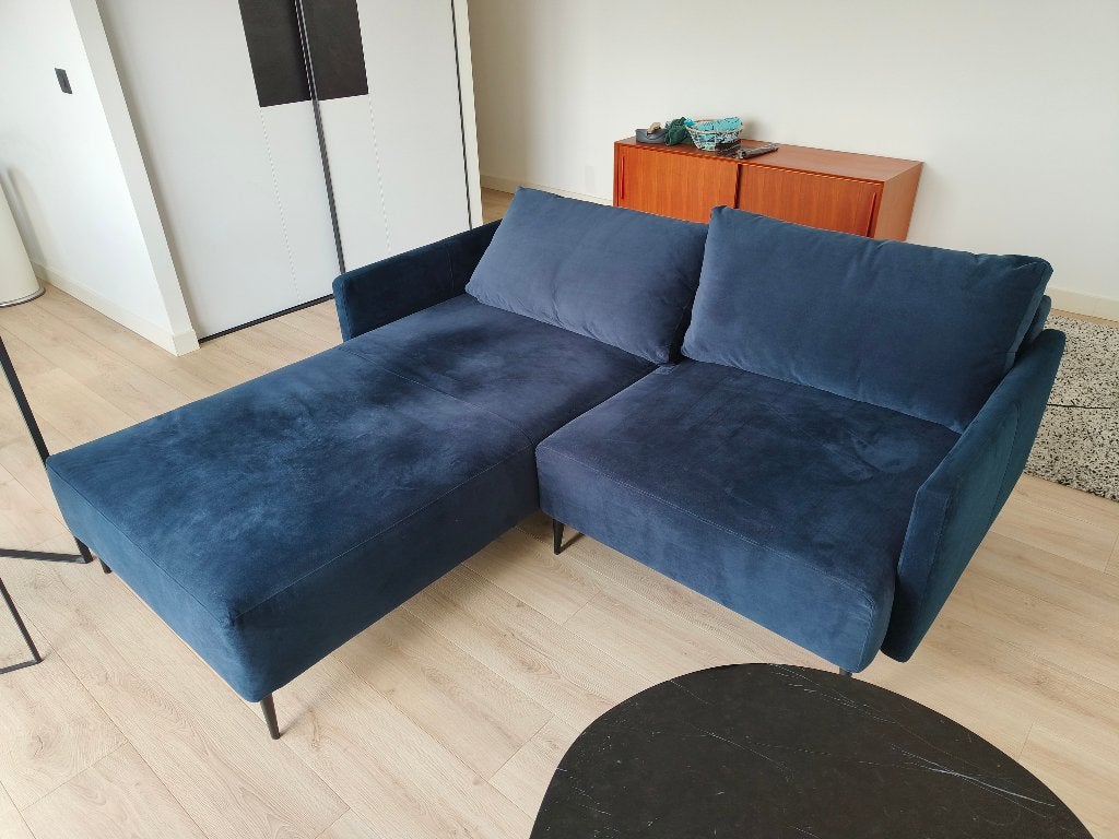 Sofa Blauw Velours, Antiek en Kunst, Ophalen