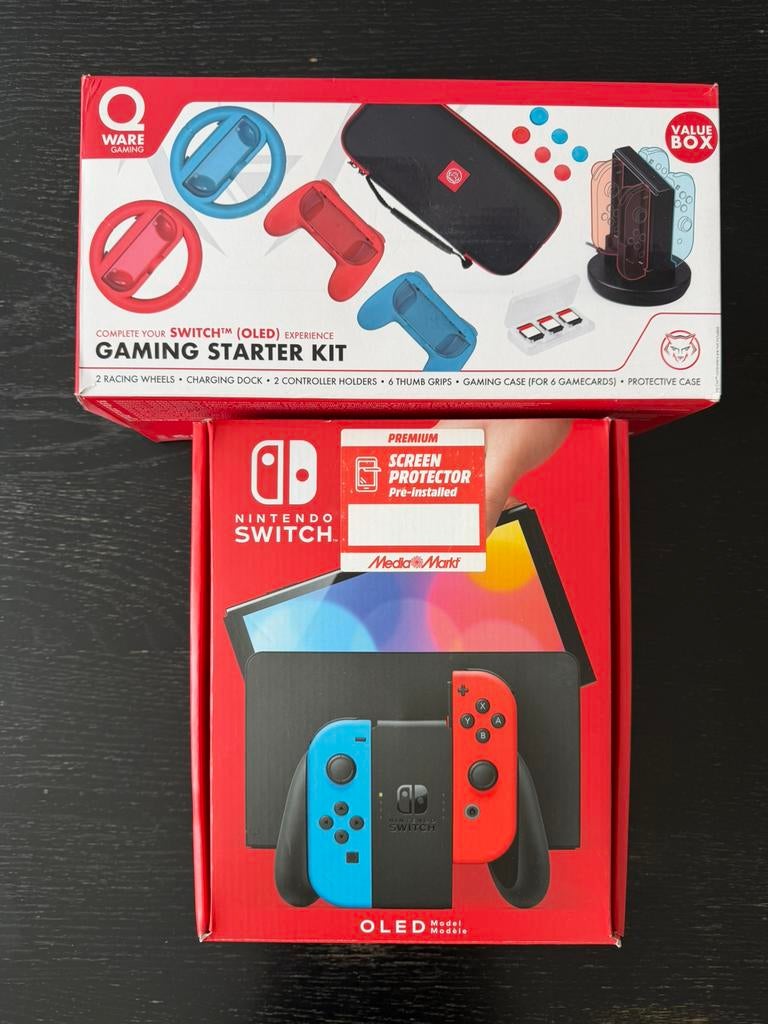 Nintendo Switch oled + gaming starter kit, Ophalen, Zo goed als nieuw, Switch OLED