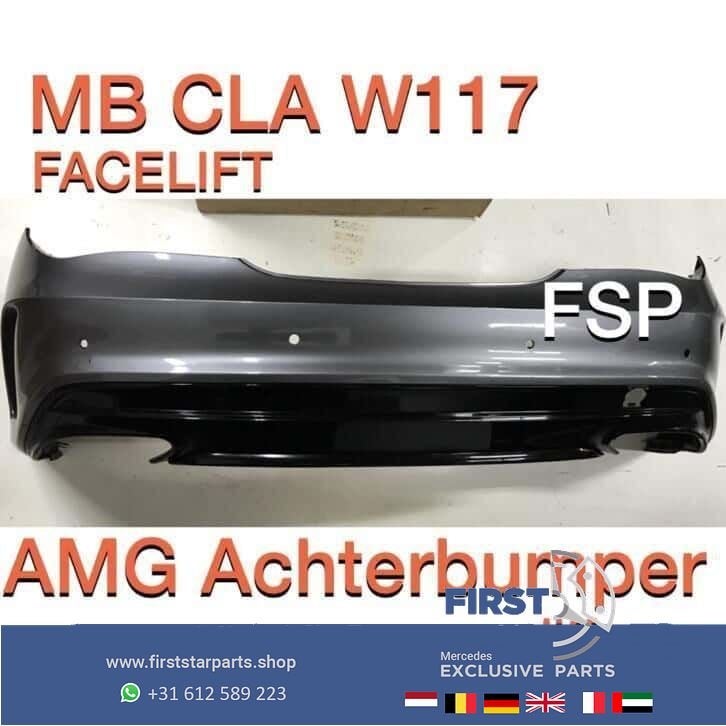 W117 CLA Facelift AMG Achterbumper 2018 grijs PDC + diffuser, Auto-onderdelen, Gebruikt, -, Ophalen of Verzenden, Achter