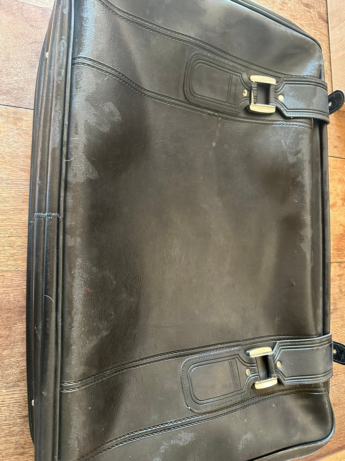Vintage zwarte reiskoffer – retro, Bijoux, Sacs & Beauté, Enlèvement, 45 à 55 cm, Cuir, 50 à 60 cm