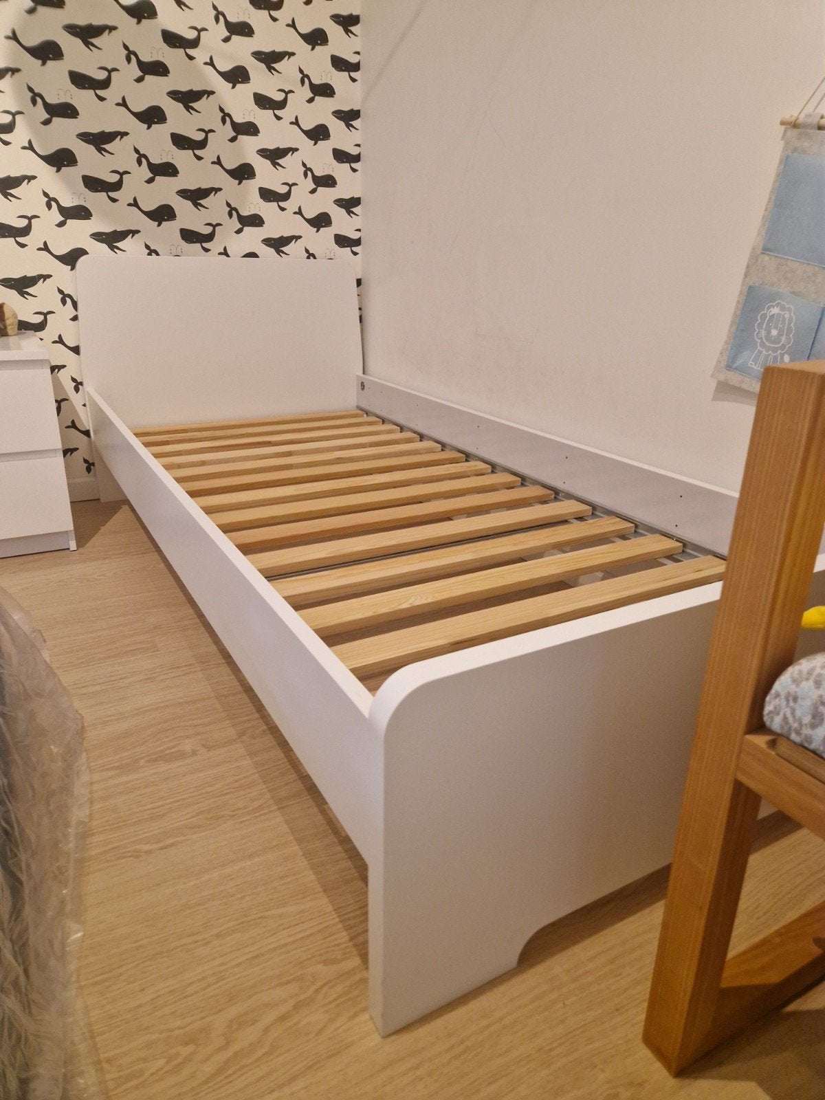Ikea bed wit 90x200 cm incl. lattenbodem (houten latten), Ophalen, Gebruikt, Lattenbodem