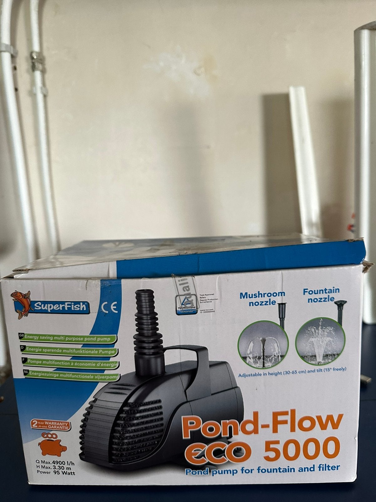SuperFish Pond-Flow Eco 5000 vijverpomp – 4900 l/u, Tuin en Terras, Vijver-toebehoren, Ophalen, Zo goed als nieuw, Vijverpomp