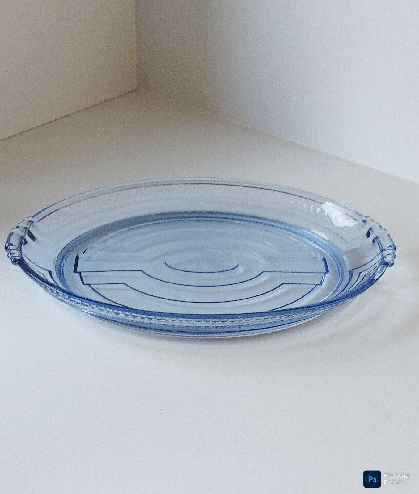 Art Deco Lichtblauwe Persglazen Schaal - Verreries de Beigné, Ophalen of Verzenden