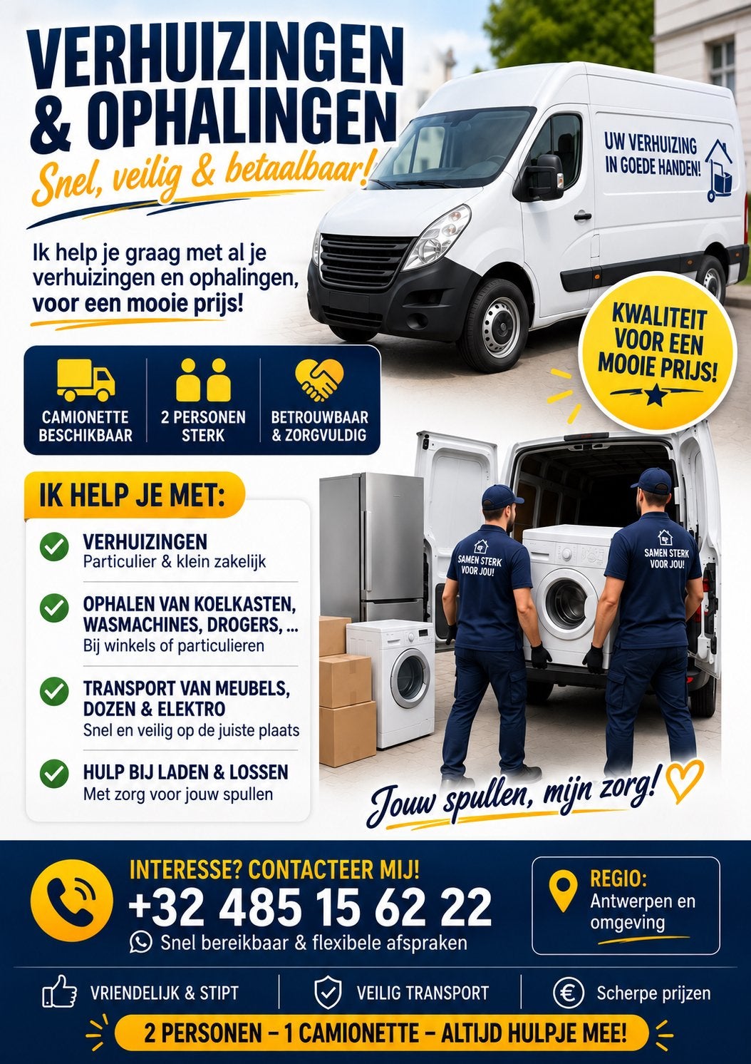 Ik doe verhuizingen en ophalen van spullen voor jullie, Enlèvement