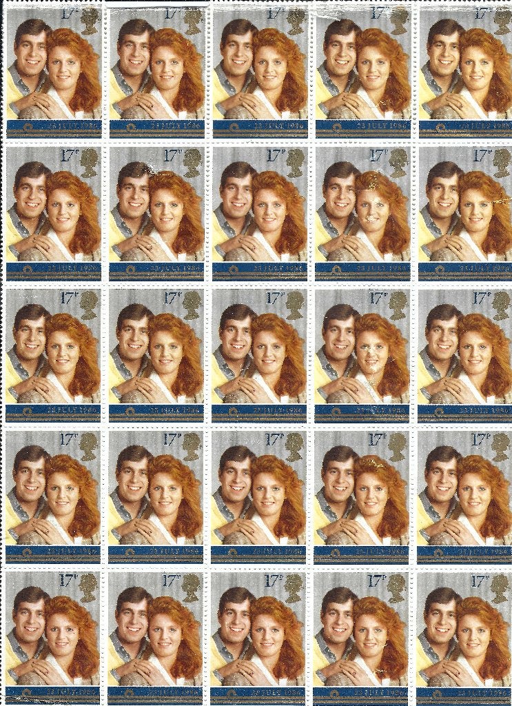 TIMBRES DE MARIAGE PRINCE ANDREW ET SARAH FERGUSON, Timbres & Monnaies, Timbres | Timbres thématiques, Non oblitéré, Dynastie