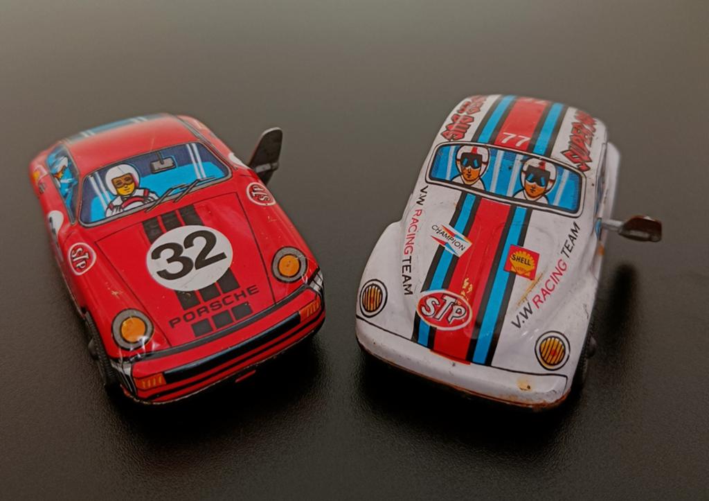 Vintage blikken autootjes Kever & Porsche., Antiek en Kunst, Antiek | Speelgoed, Ophalen of Verzenden