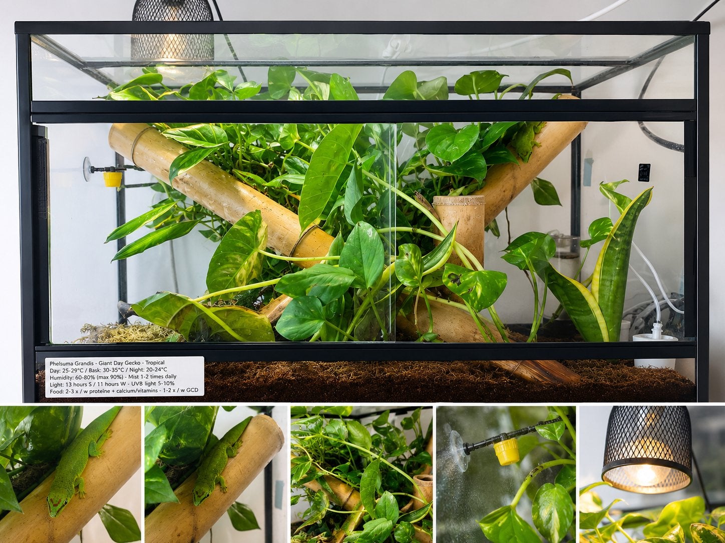 Phelsuma grandis vrouw + compleet bioactief terrarium, Avec terrarium, 0 à 2 ans