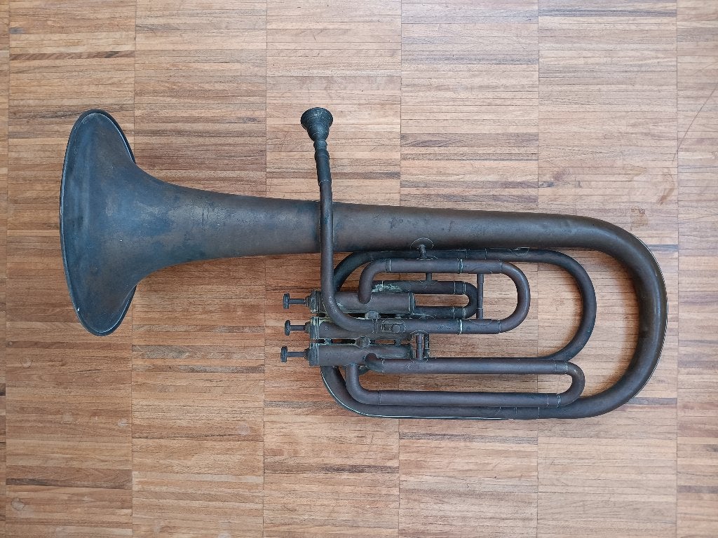 Oude koperen bariton uit fanfare, Enlèvement ou Envoi, Utilisé, Cuivre
