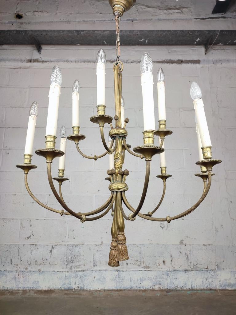 Grote bronzen Louis XVI luster, Antiek en Kunst, Antiek | Verlichting, Ophalen