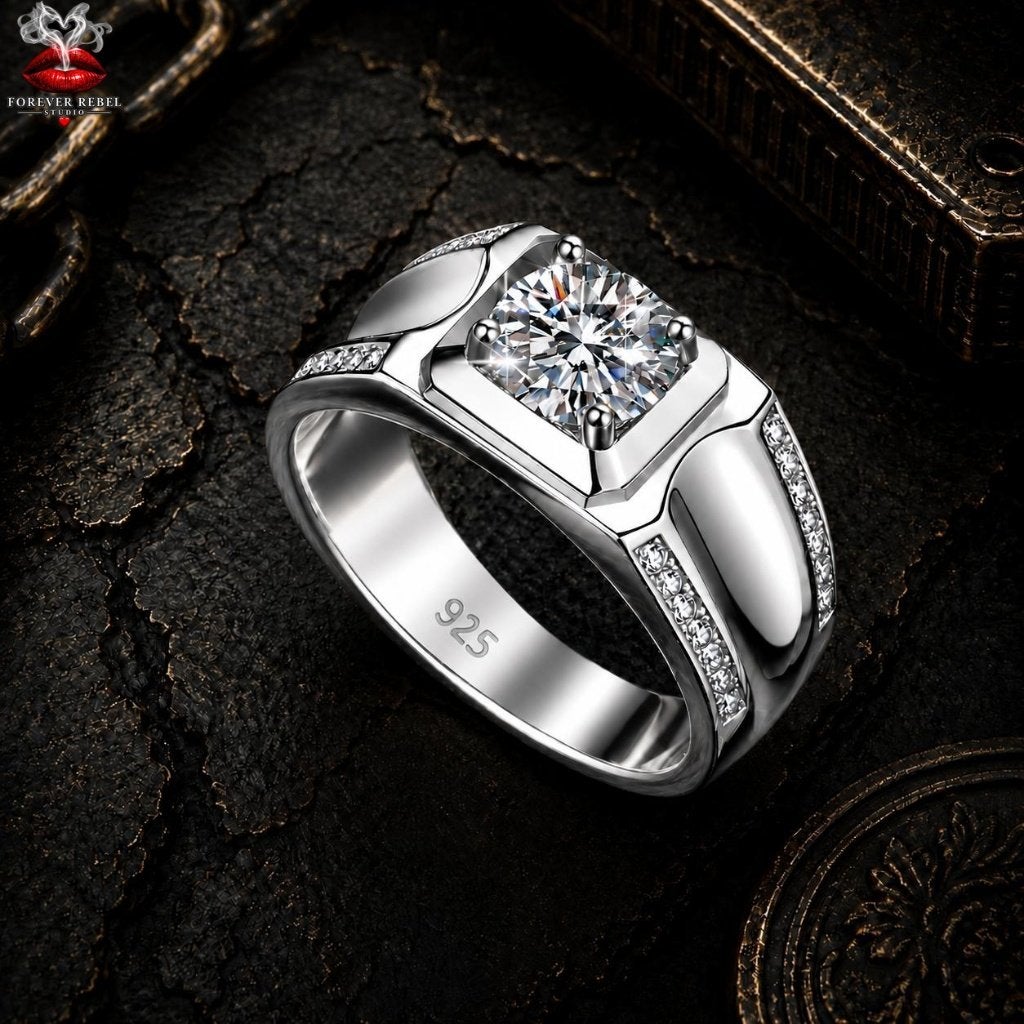 Imperium Ice Moissanite Ring 925 Zilver - Diverse Maten, Bijoux, Sacs & Beauté, Neuf, Avec pierre précieuse, Homme, Argent