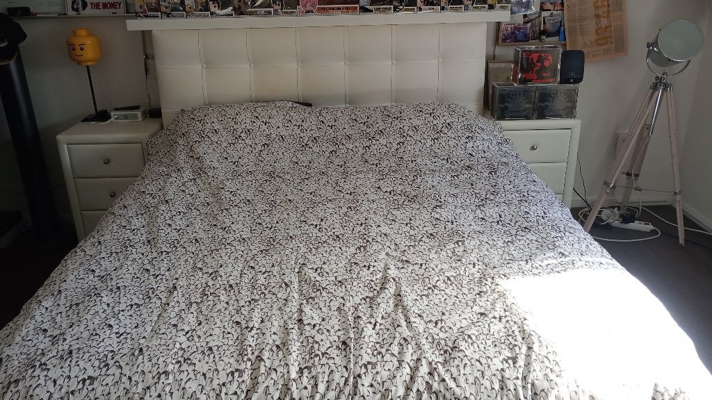 Dubbel bed met opslagruimte en nachtkasten, Ophalen, Overige materialen, Gebruikt, Wit