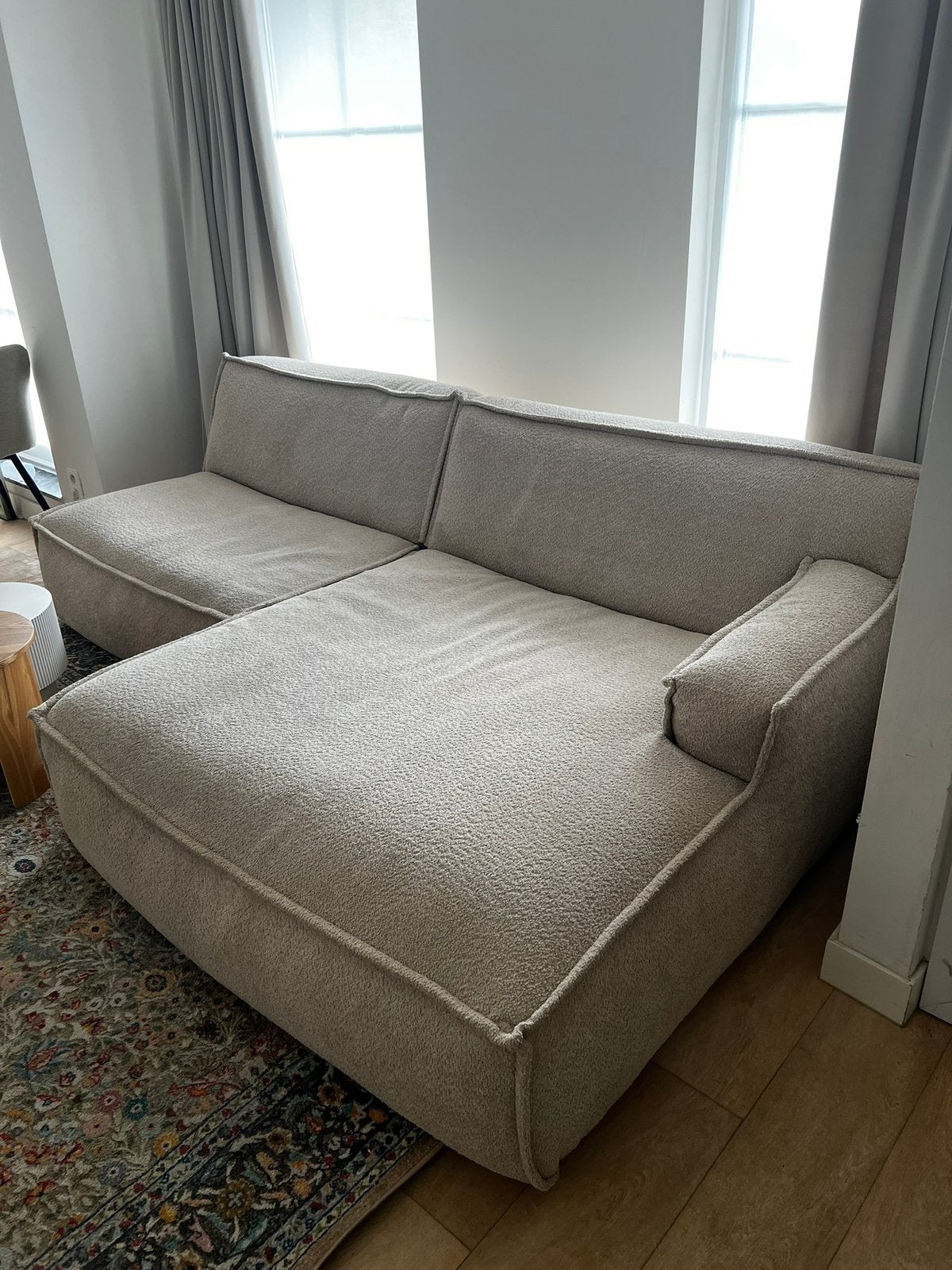 Lichtbeige L zetel/ lounge, Maison & Meubles, Canapés | Sofas & Chaises Longues, Enlèvement, Comme neuf, Tissus