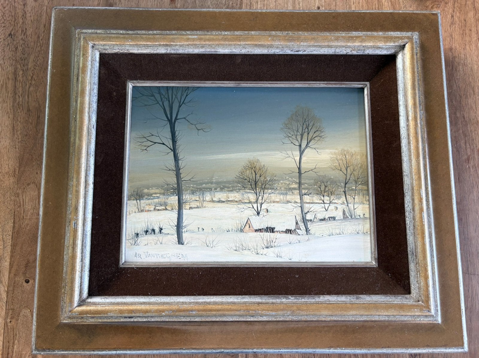 Origineel olieverfschilderij op doek, AR. Vantieghem., Antiquités & Art, Enlèvement, Signé, Paysage, Toile