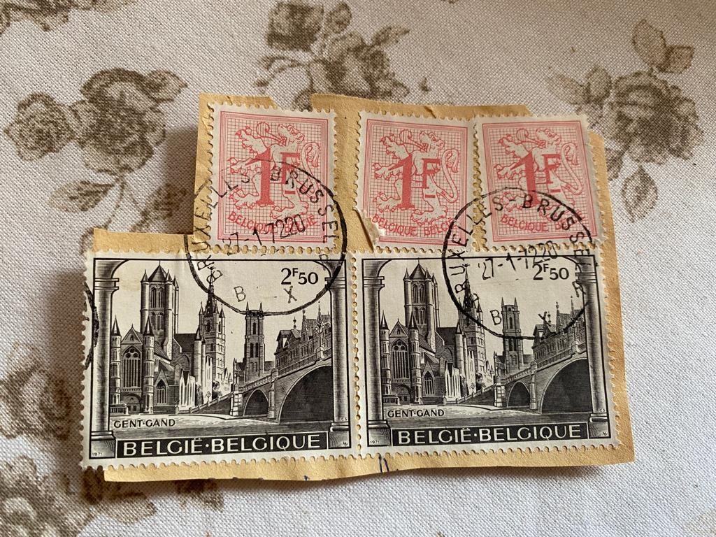 Belgische postzegel Gand Gent 2,5F 1971 en 3 zegels 1F, Verzenden, Frankeerzegel, Gestempeld, Gestempeld