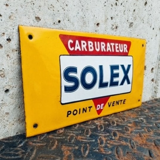 Emaille Reclamebord SOLEX 70's Motorfiets Vintage Plaque Oud, Verzamelen, Verzenden, Gebruikt, Reclamebord