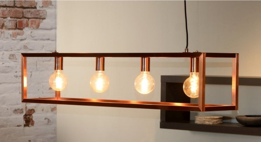 Moderne hanglamp in koper/metaal (Nieuw! Nooit gebruikt!), Neuf, Enlèvement, E27 (grand), Métal