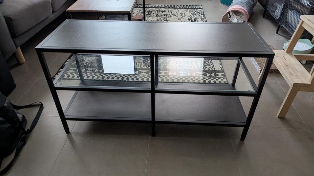 Ikea tv meubel met glazen legger, Ophalen, 100 tot 150 cm, Zo goed als nieuw, Minder dan 100 cm