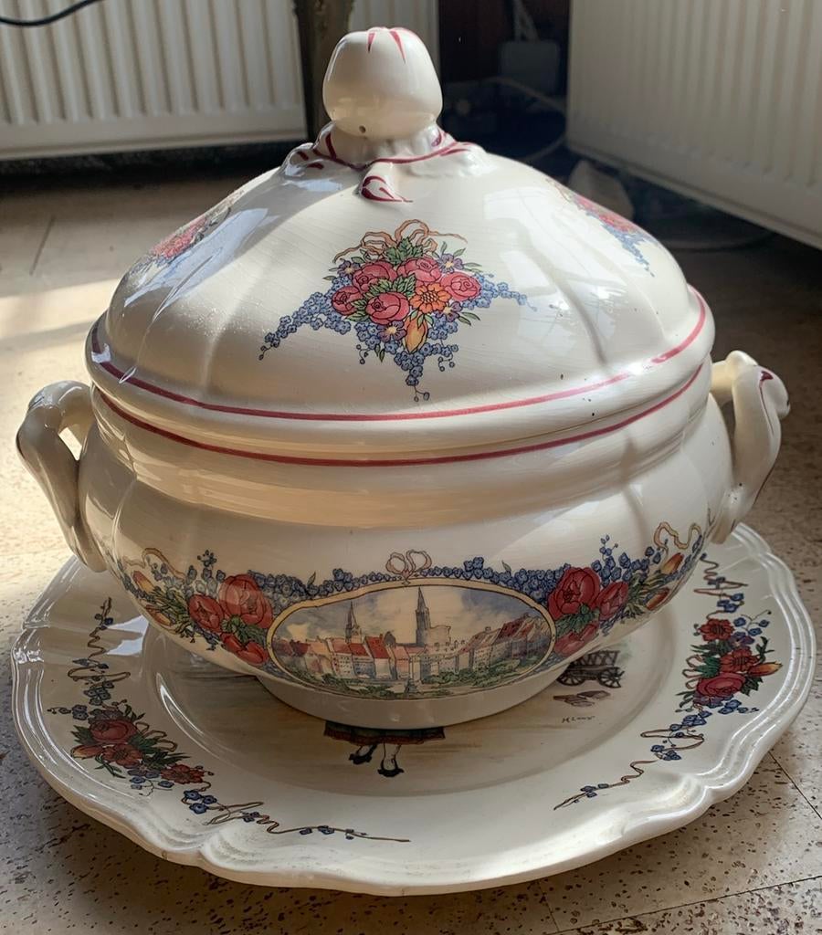 Soepterrine en onderbord sarreguemines, Antiek en Kunst, Ophalen