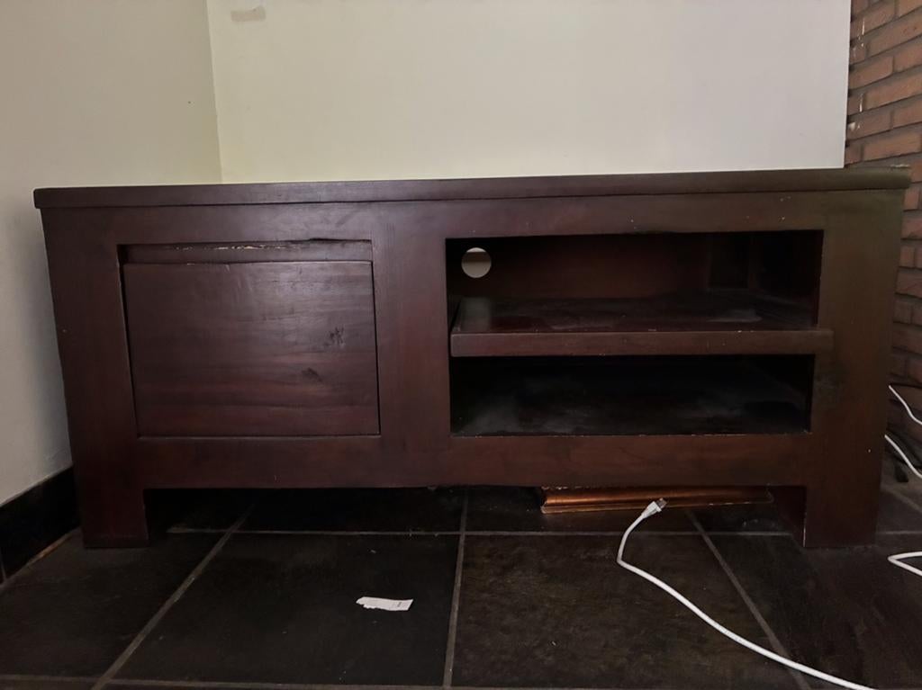 Houten tv meubel, Huis en Inrichting, Kasten |Televisiemeubels, Ophalen, Gebruikt