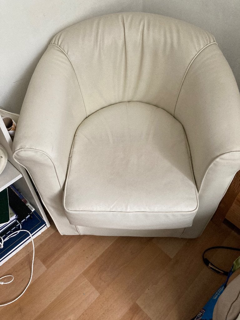 Joli petit fauteuil en cuir beige, Enlèvement, Utilisé, Cuir