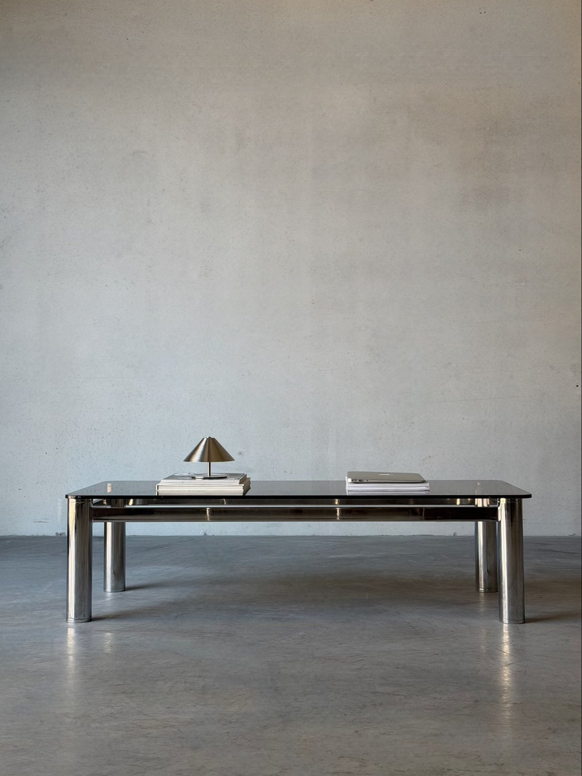Vintage design chroom salontafel, Maison & Meubles, Tables | Tables de salon, Comme neuf, Verre, Enlèvement