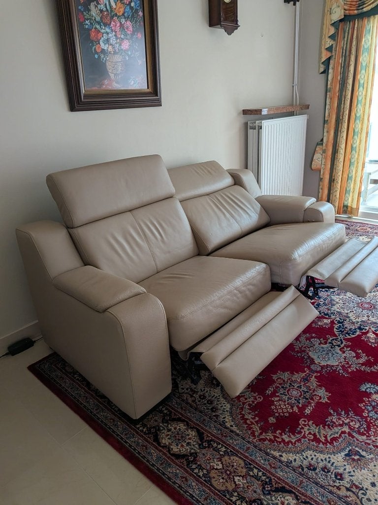 Lederen elektrische relax zetel, Huis en Inrichting, Zetels | Zetels, Ophalen, 100 tot 125 cm, Driepersoons, Leer