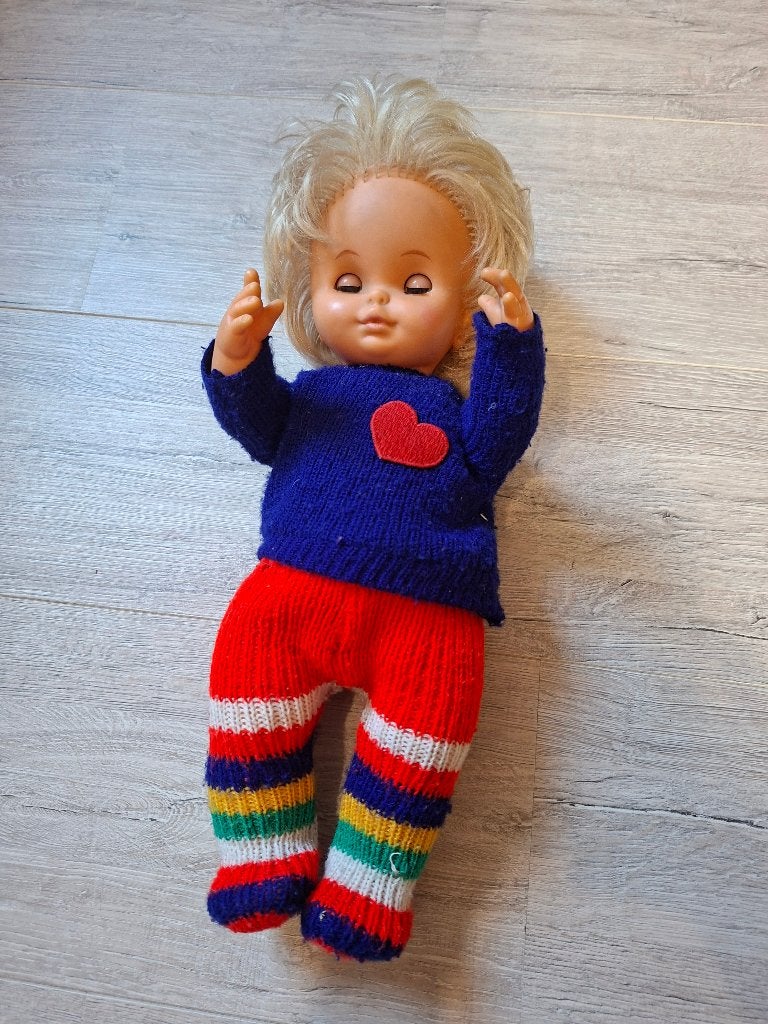 Vintage jaren 70 pop met sluitende ogen, Verzamelen, Ophalen, Pop